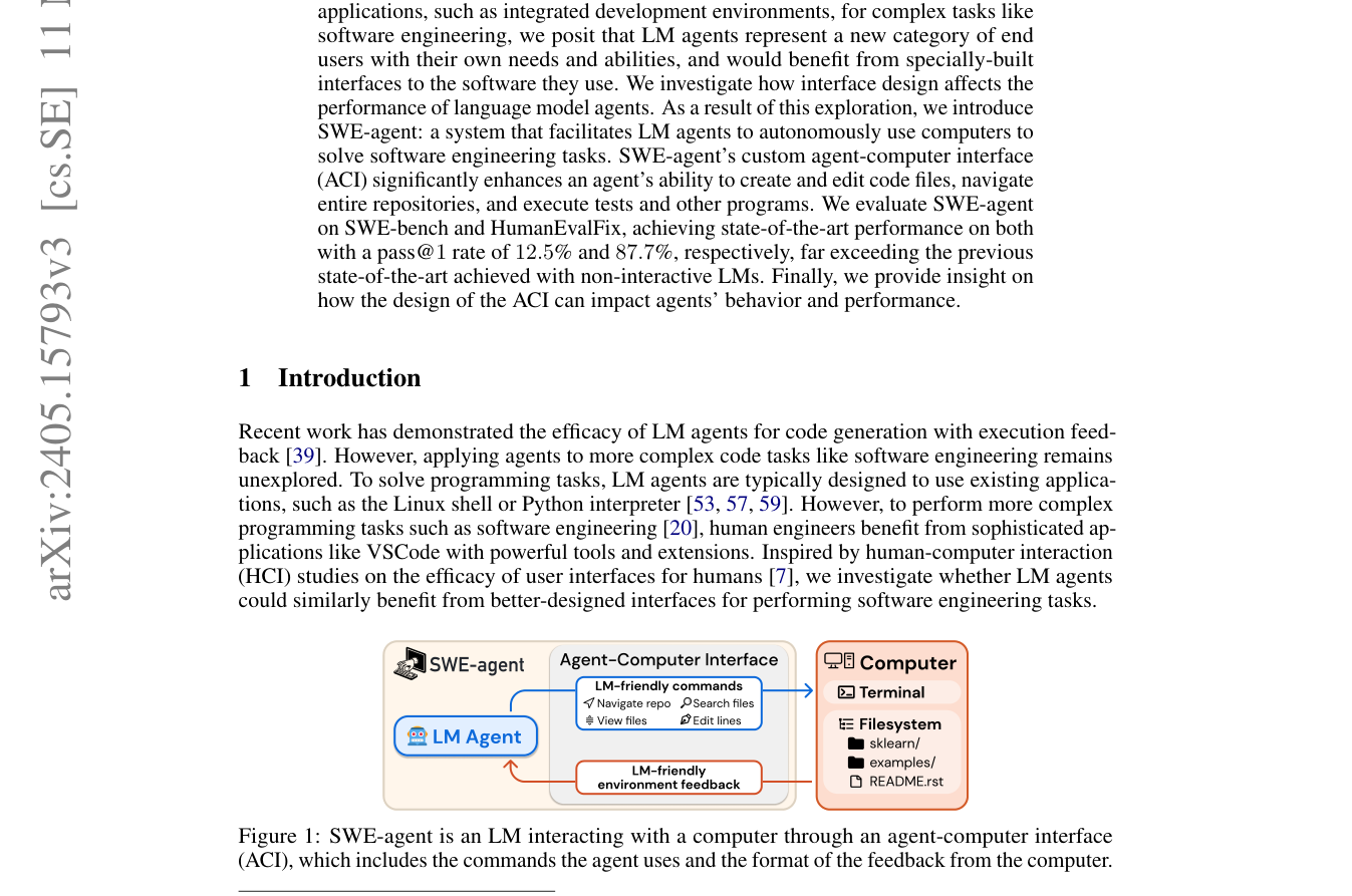 SWE-agent 原论文 Figure 1