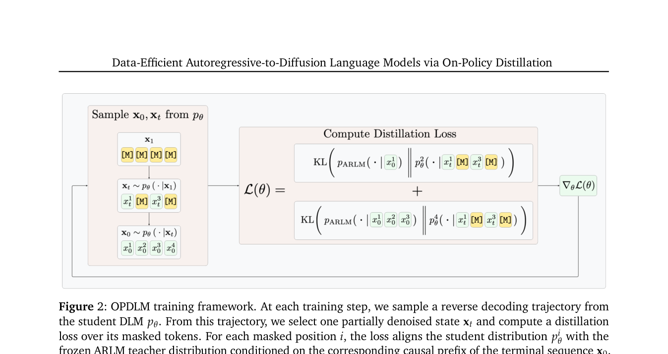 OPDLM:从自回归模型高效迁移到扩散语言模型 原论文 Figure 2