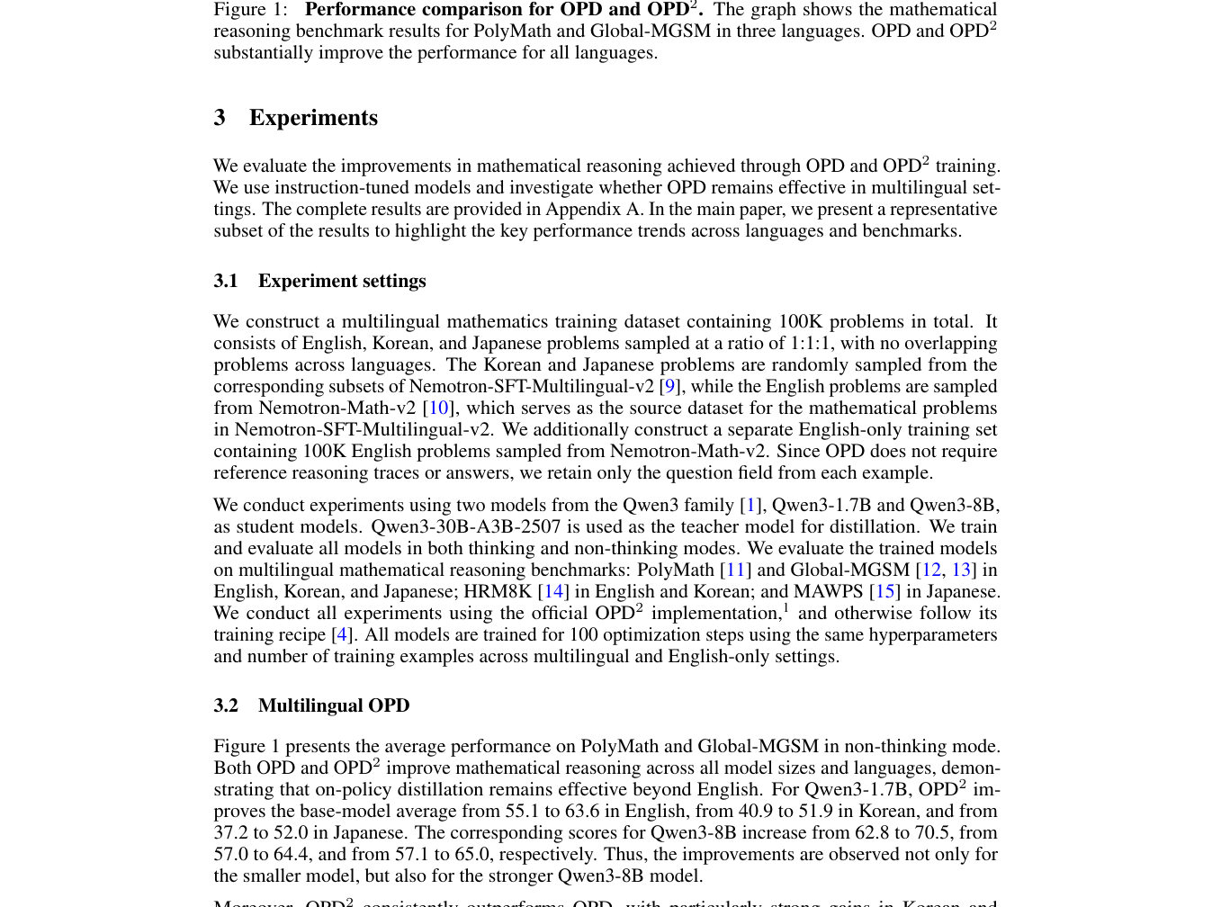 On-Policy Delta Distillation for Multilingual Math Reasoning 原论文 Figure 1