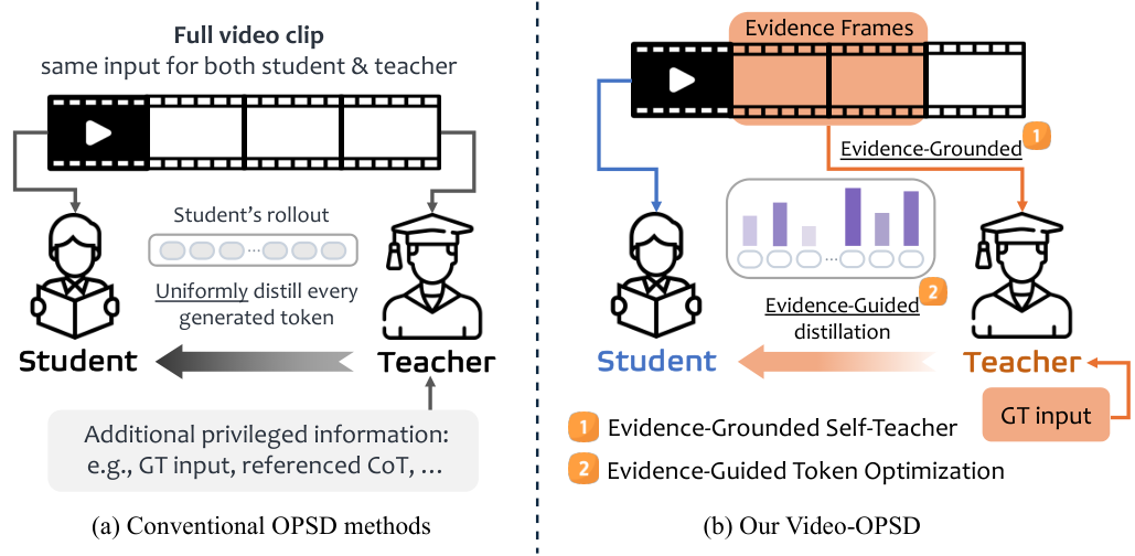 Video-OPSD：证据帧特权自蒸馏 原论文 Figure 1