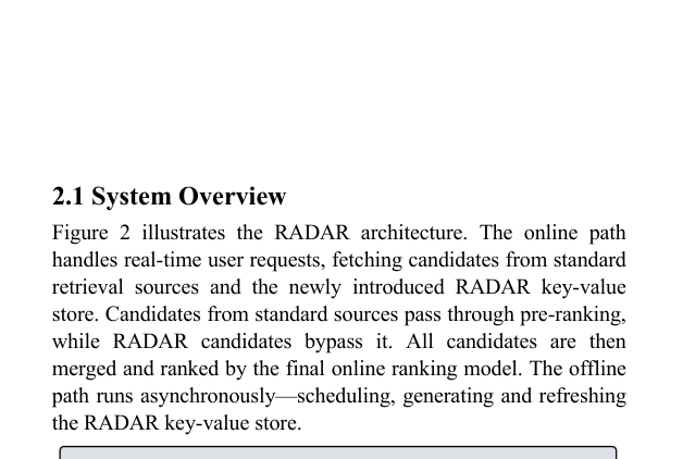 RADAR: Recall Augmentation through Deferred Asynchronous Retrieval 原论文 Figure 2